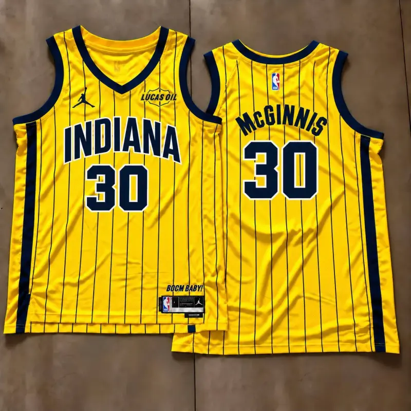 Indiana Pacers George McGinnis Yellow Pinstripe Jersey