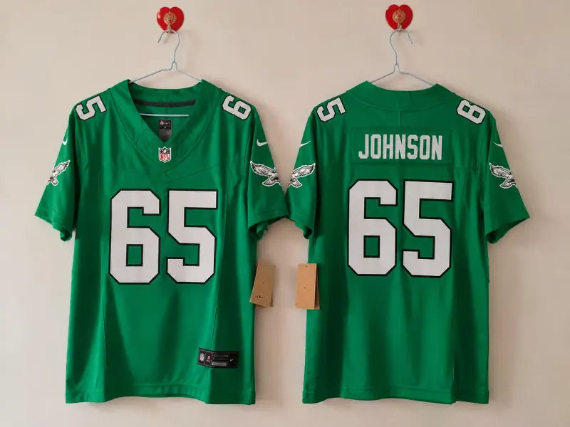 PHILADELPHIA EAGLES LANE JOHNSON KELLY GREEN JERSEY