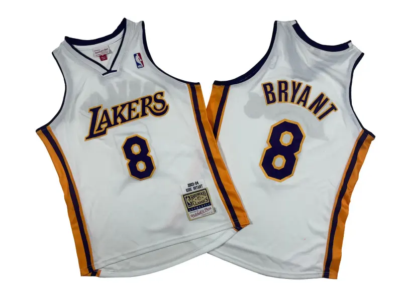 LOS ANGELES LAKERS KOBE BRYANT WHITE VINTAGE JERSEY