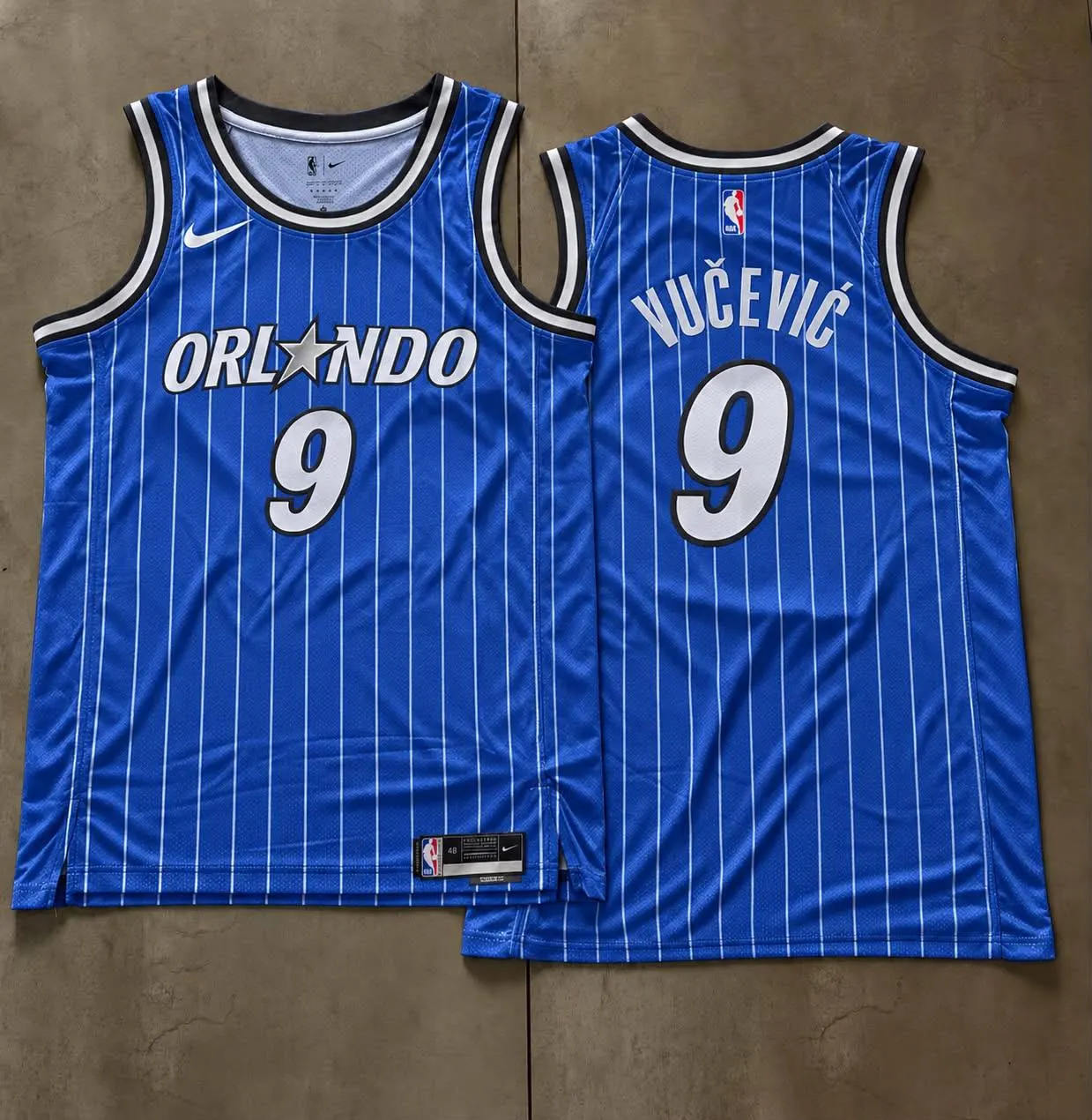 Orlando Magic Nikola Vucevic Blue Pinstripe Jersey