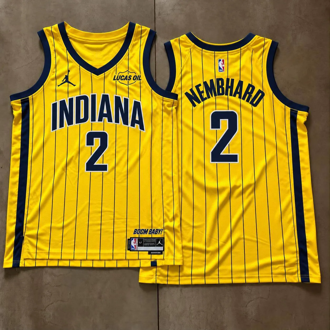 Indiana Pacers Andrew Nembhard Yellow Pinstripe Jersey