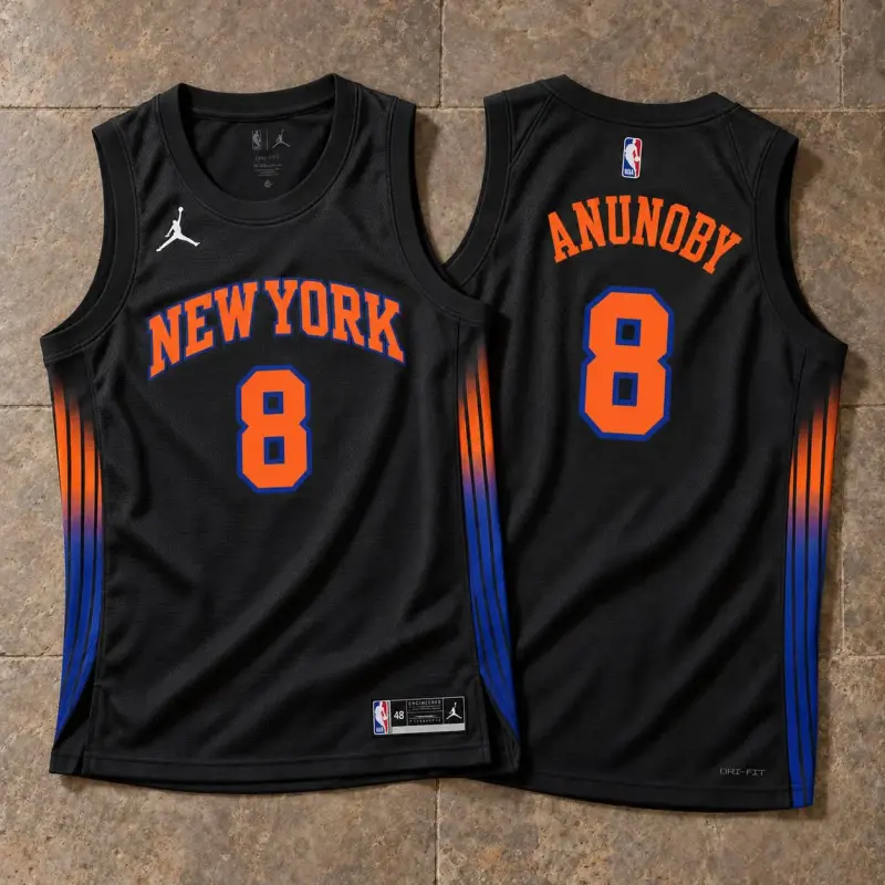 New York Knicks OG Anunoby Black Jersey