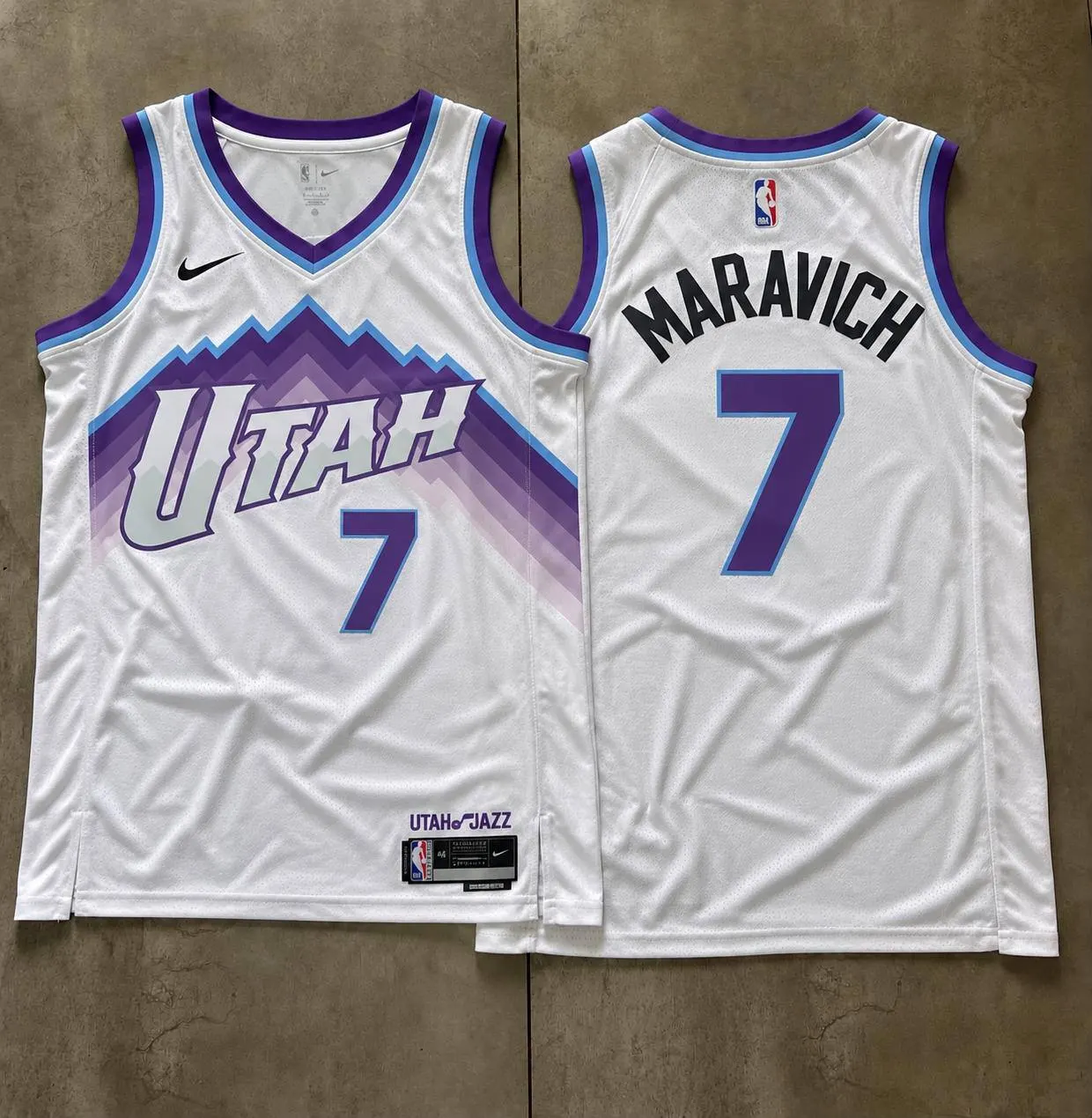 Utah Jazz Pete Maravich White Mountain Jersey