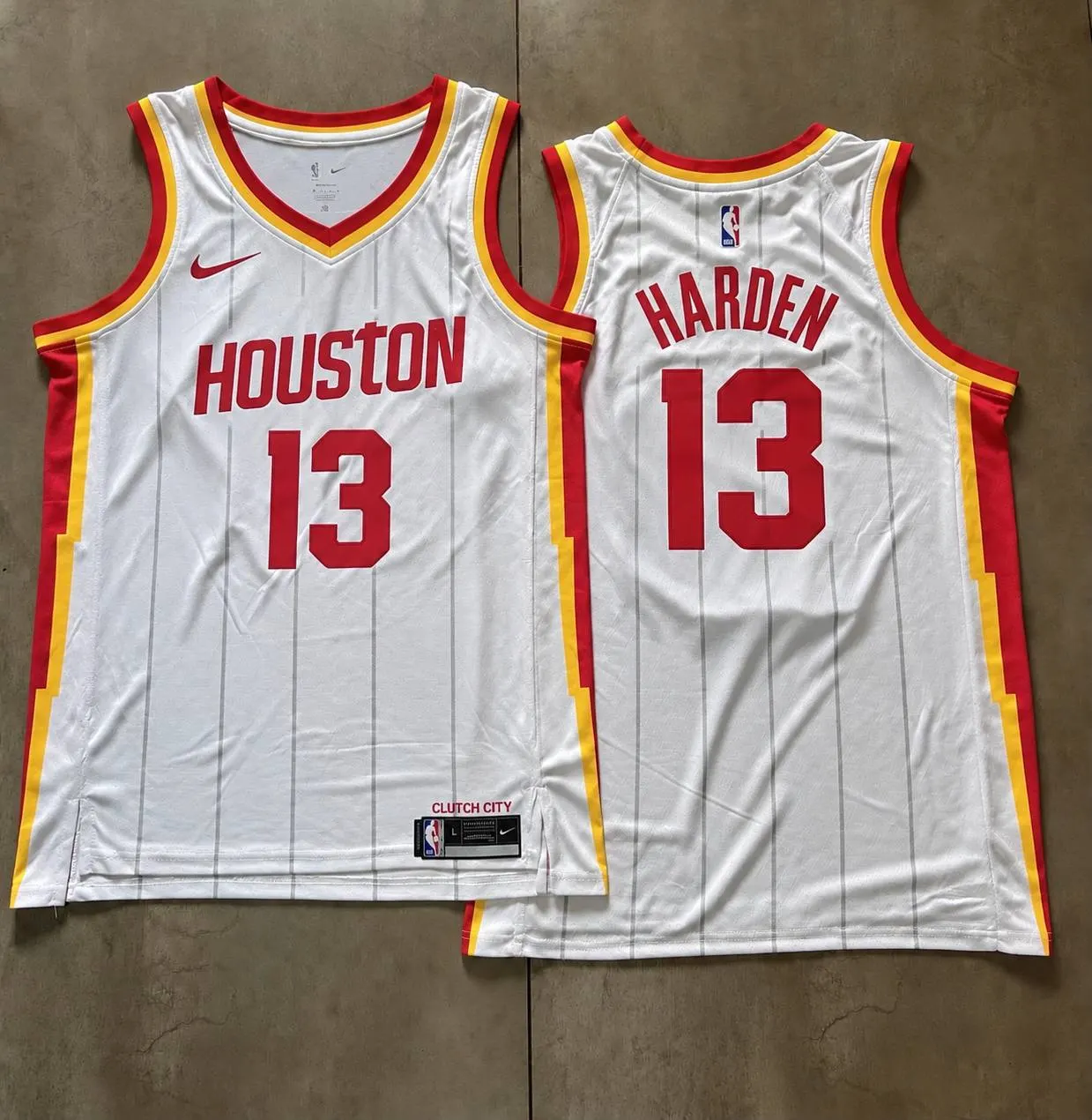 Houston Rockets James Harden White Pinstripe Jersey