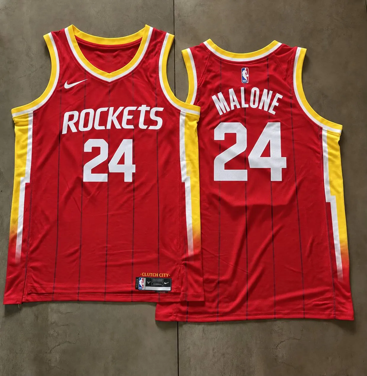 Houston Rockets Moses Malone Red Pinstripe Jersey