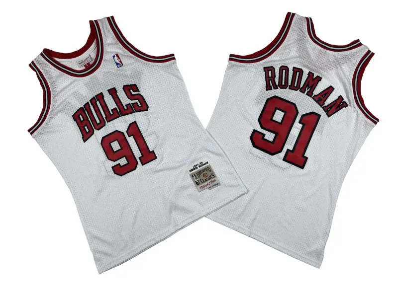 CHICAGO BULLS DENNIS RODMAN WHITE VINTAGE JERSEY