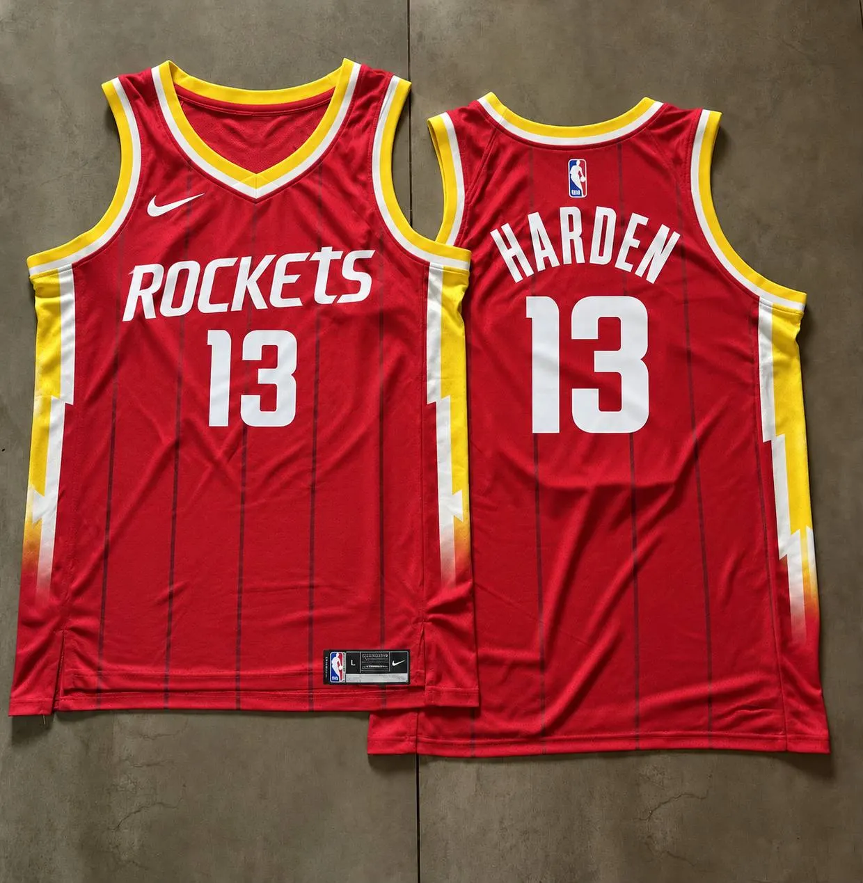 Houston Rockets James Harden Red Pinstripe Jersey