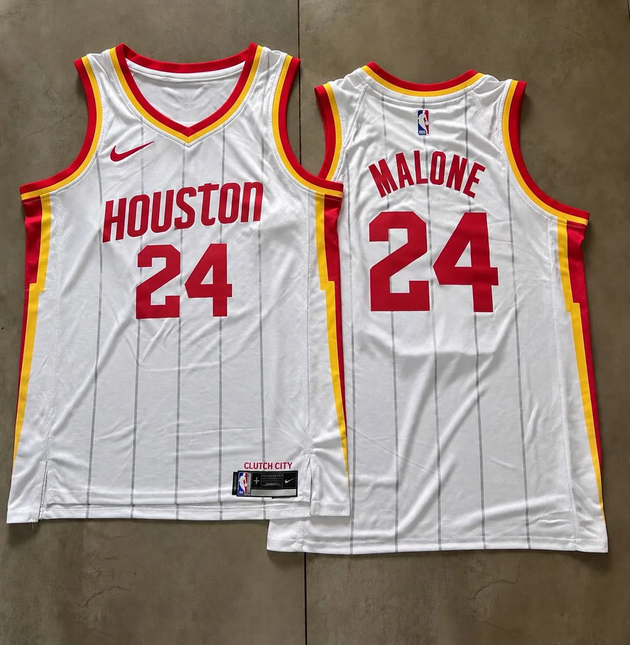 Houston Rockets Moses Malone White Pinstripe Jersey
