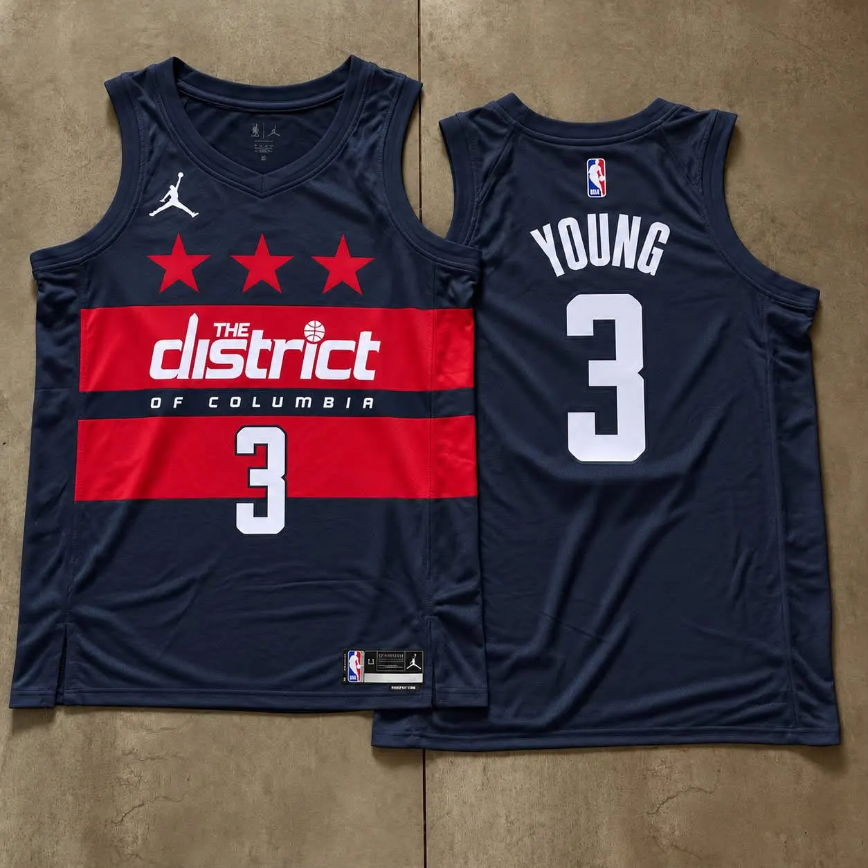 Washington Wizards Trae Young Navy Stars Jersey