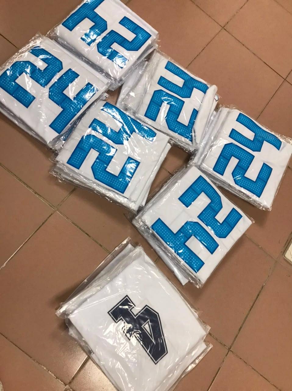 Cruxchristi warehouse: jerseys bagged and packed before shipping