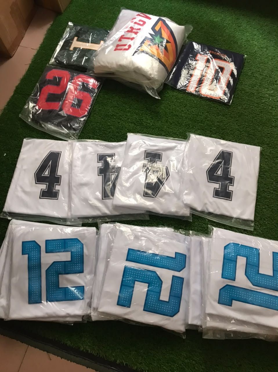 Cruxchristi warehouse: jerseys bagged and packed before shipping