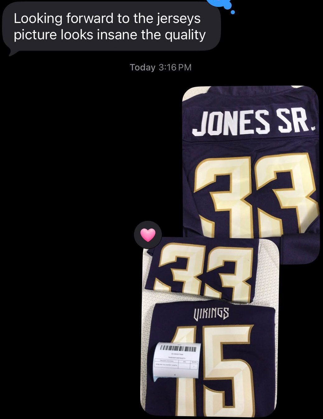 Photo sent by a Cruxchristi customer after their jersey arrived